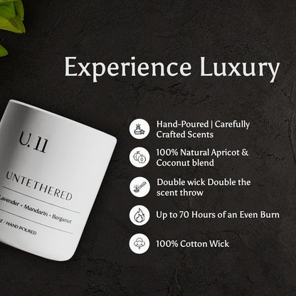 U.11 Luxury Scented Candle – Lavender, Mandarin & Cedarwood | Hand-Poured in USA w/ 100% Natural Coconut & Apricot Wax | Double Wick, Long-Lasting Aromatherapy Candle for Home, Gift & Rest (12.5 oz)