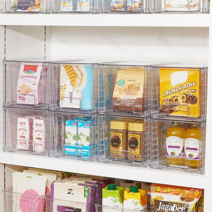 Vtopmart 2Pack Large Stackable Kitchen Pantry Storage Drawers, Clear Organizer Bins with Handles, Acrylic Drawer Organizers for Kitchen Pantry, Bathroom Undersink, Cabinet Organization and Storage