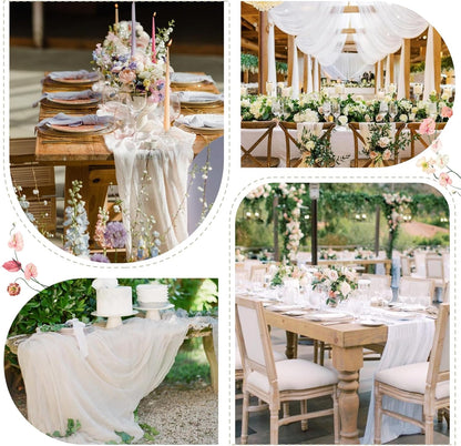 Sioloc Ivory White Cream Cheesecloth Table Runner Fall Autumn Decor for Home 10ft Table Cloth for Tea Wedding Birthday Party Baby Bridal Shower Halloween Thanksgiving