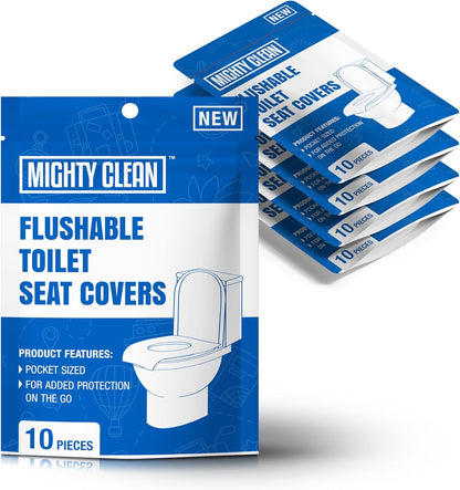 Toilet Seat Covers Flushable - Upgraded XL Size| Biodegradable Paper Covers for Adults, Kids, Toddlers | Travel Essentials for Public Restroom, Airplane, Camping (50 Pack)