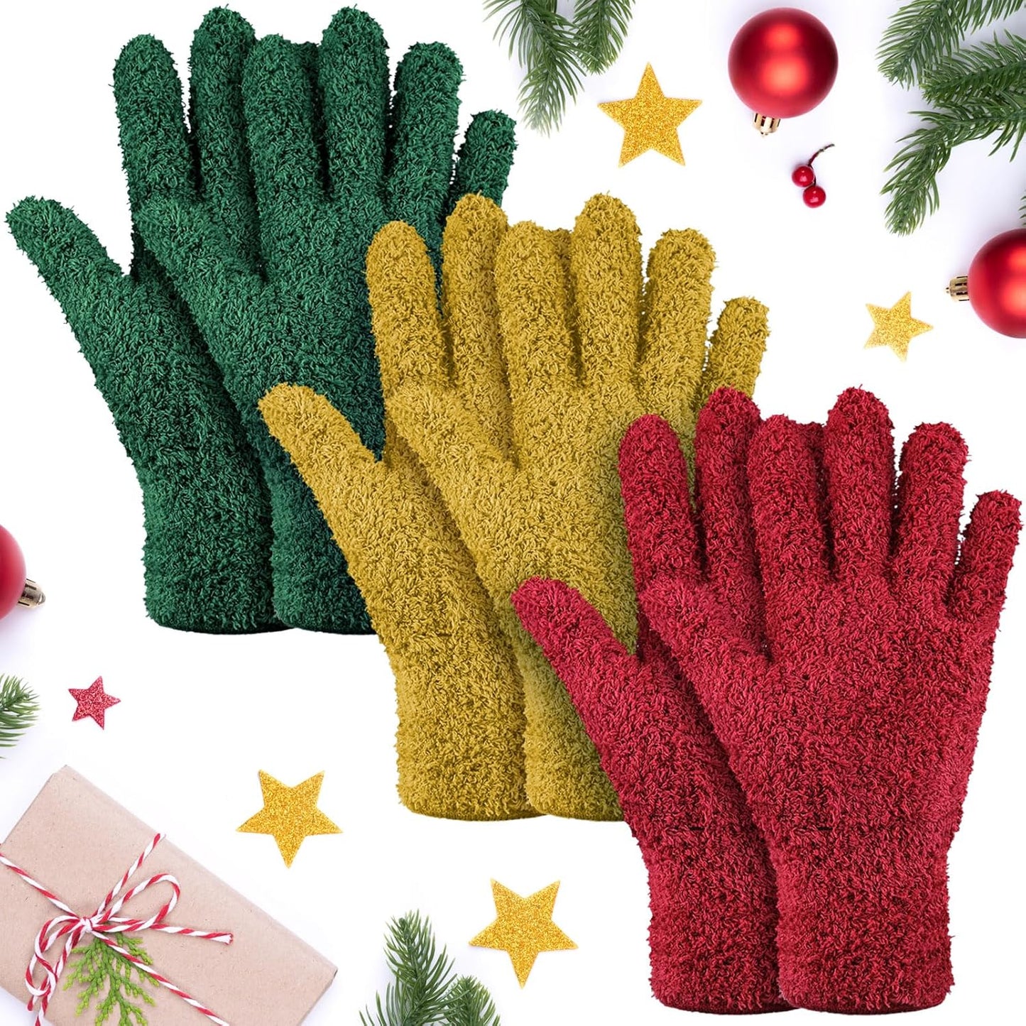 Patelai 3 Pairs Microfiber Plant Dusting Gloves Leaf Cleaning Gloves for Indoor Plants, Blinds, Furniture, House(Medium,Brown, Dark Green, Dark Red)