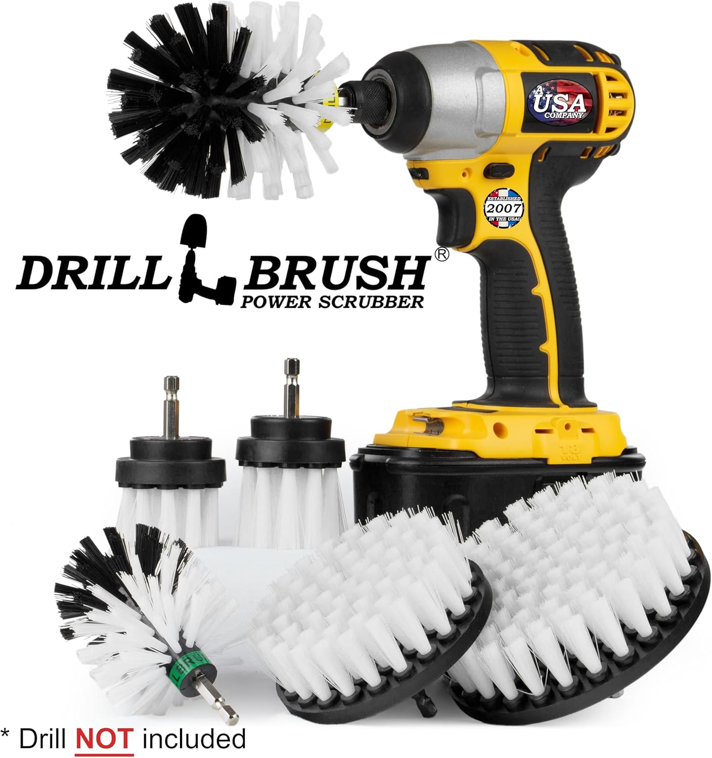 Drill Brush – Ultimate Car Wash Kit - Cleaning Supplies – Car Carpet - Truck Accessories - Wheel Brush - Motorcycle Accessories - Car Mats - Spin Brush - Interior Leather, Vinyl, Upholstery, Fabric