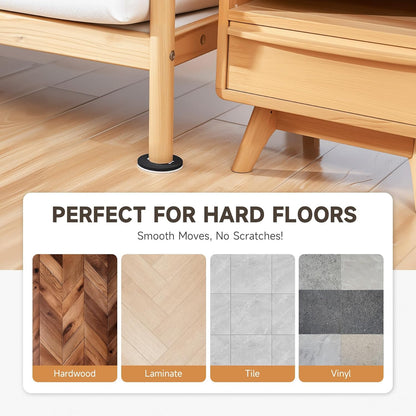 CO-Z 16pcs Felt Furniture Sliders for Hardwood Floors, 3 1/2 in Reusable Furniture Pads, Heavy Furniture Movers Sliders for Hard Surfaces, Thick Moving Pads Floor Protectors for Vinyl Tile Floors