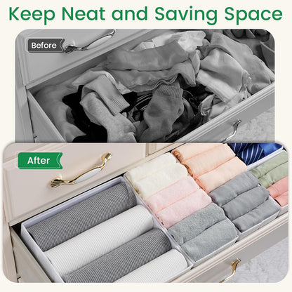 Criusia 16 Pack Underwear Drawer Organizer, Drawer Organizer Clothes, Foldable Cloth Storage Box Closet Dresser Drawer Divider Organizer for Clothes, Scarves (White)