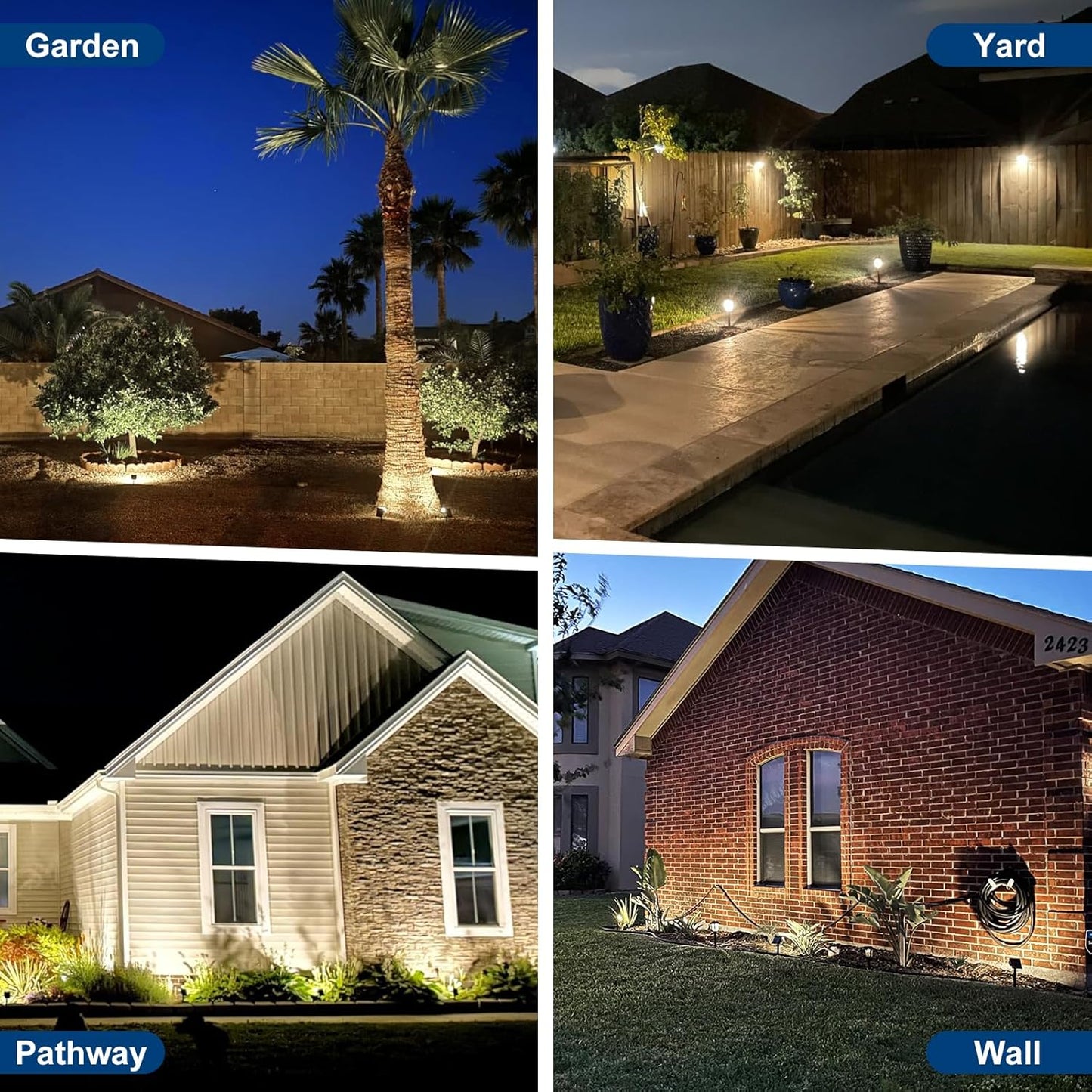 Solar Spot Lights Outdoor, 6 Pack Outdoor Solar Lights for Yard Waterproof, 4 Lighting Modes Solar Landscape Spotlights, Auto On/Off Solar Powered Flood Lights Garden Pathway (Cool White)