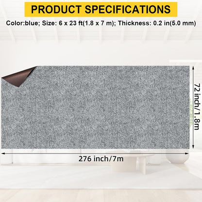 Marine Carpet,6 FT x 23 FT Smoke Gray Indoor Outdoor Carpet 0.2" Thick Boat Carpet with Water-Proof TPE Backing, Non-Slide Outdoor Marine Carpet Roll for Home, Patio, Porch, Deck
