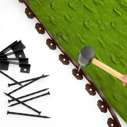 Sasylvia 2.5'' x 200' Landscape Edging Kit Edging Border Coil Include Anchoring Spikes 10 Connectors Plastic Garden Border for Lawn Garden Grass Yard Home(Brown)