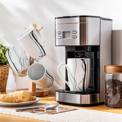 VEWEET Coffee Mugs Set of 6, 16 OZ Large Coffee Cups Set, White Mug Sets Ceramic Mugs Set with Big Handle, Microwave Dishwasher Safe, Series Fiona