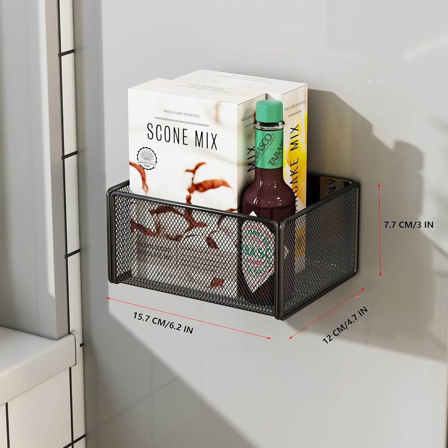 Magnetic Basket Organizer Holder for Fridge Magnetic Storage Bin Box Containers for Refrigerator Whiteboard Classroom (Small, White)