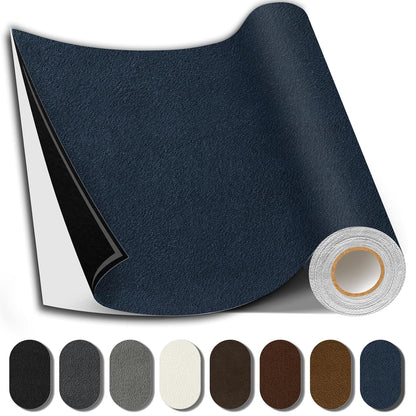 Suede Repair Patch, 17X79 Inch Fabric Large Repair Tape, Self-Adhesive Patches for Furniture, Sofa, Car Interior, Shoes, Hand Bag, Clothing (Dark Blue, 17X79 Inch)