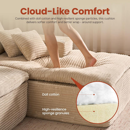 ovios 105” Modular Sectional Sofa with Thicken Seat Cushion, Cloud Couch with Deep Seat, Modern L-Shape Sofas Couches with Chaise,Upholstered Couches for Living Room Bedroom,Camel
