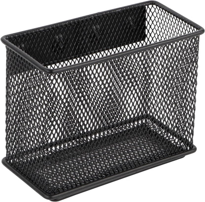 4.5'' × 2.2'' × 3.5'' Magnetic Basket for Whiteboard Black Magnetic Basket for fridge, Magnetic Locker Organizer Holder with 4 Strong Magnets, Magnetic Holder for Refrigerator Locker,