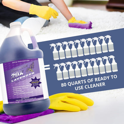 All Purpose Cleaner Concentrate - Advanage 20X The Wonder Cleaner Lavender for All Surfaces Around Bathroom, Kitchen, Oil and Grease, Multi Purpose Cleaner for Household Cleaning Solution | 128 FlOz