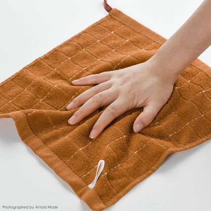 Artoid Mode Checkered Designed Cotton Beige Caramel Terry Kitchen Dish Cloths, 12x12 Inch Soft Absorbent Quick Drying Cleaning Kitchen Rags Set of 6