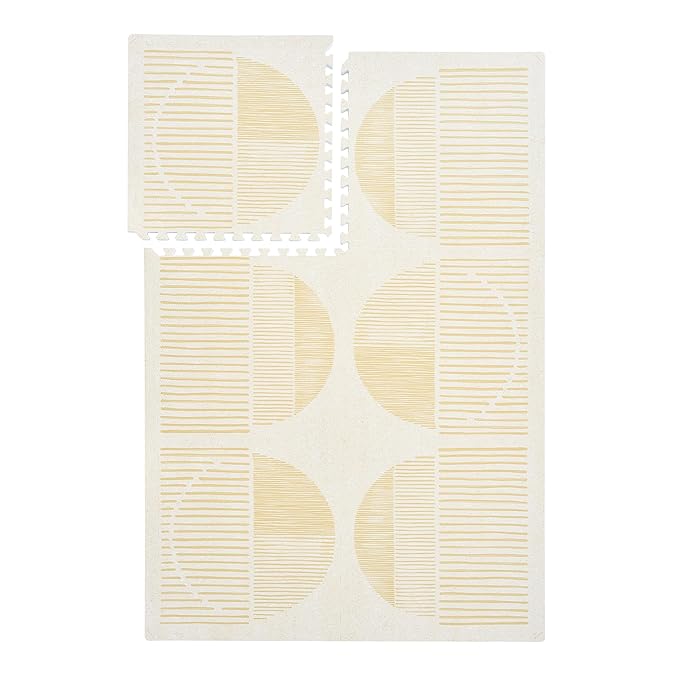 Premium Exercise & Baby Foam Play Mats - Stylish & Large Non-Toxic Odorless Floor Mat - 6 Tiles - Spacious 6ft x 4ft - Peel-Resistant Reinforced, Soft Thick, Waterproof - Ecru Linen