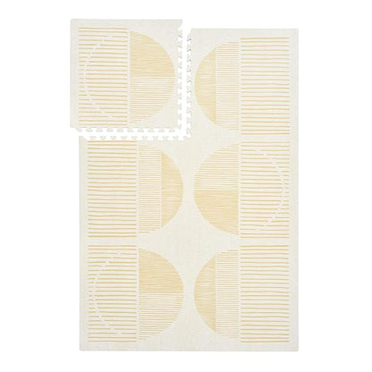 Premium Exercise & Baby Foam Play Mats - Stylish & Large Non-Toxic Odorless Floor Mat - 6 Tiles - Spacious 6ft x 4ft - Peel-Resistant Reinforced, Soft Thick, Waterproof - Ecru Linen
