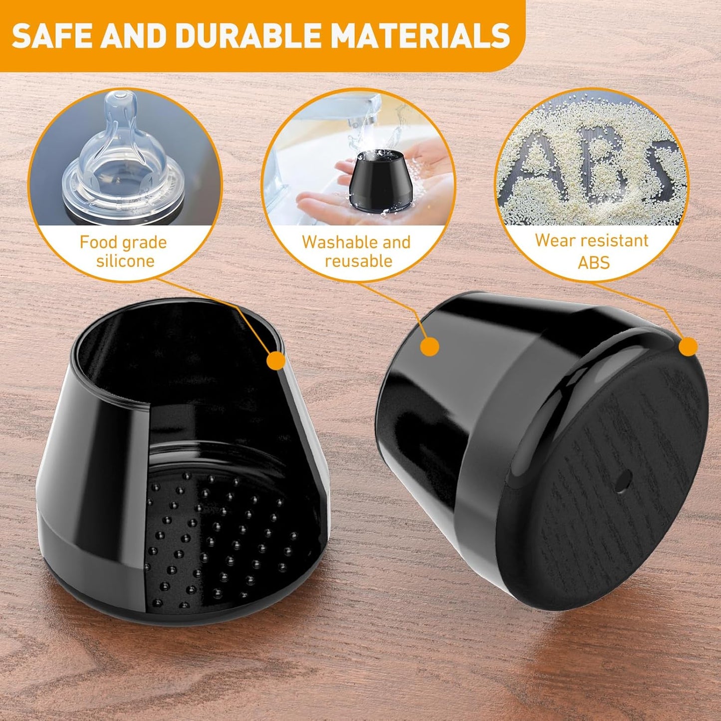 Furniture Sliders,24 PCS Chair Leg Sliders for Carpet, Furniture Movers Sliders, Carpet Chairs Furniture Glides, Floor Protectors, Carpet Moving Sliders Easily Move.(Black, Round Fit:0.67-0.87")