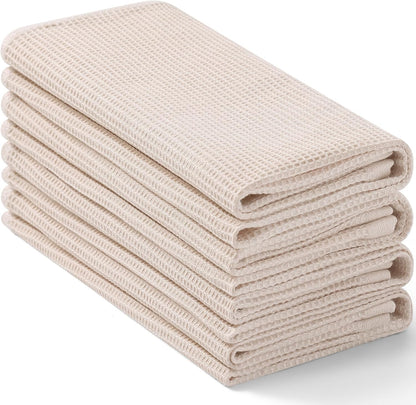 Homaxy 100% Cotton Waffle Weave Kitchen Towels - 4 Pack Soft and Absorbent Dish Towels - 16 x 26 Inches Quick Dry Hand Towels - Beige