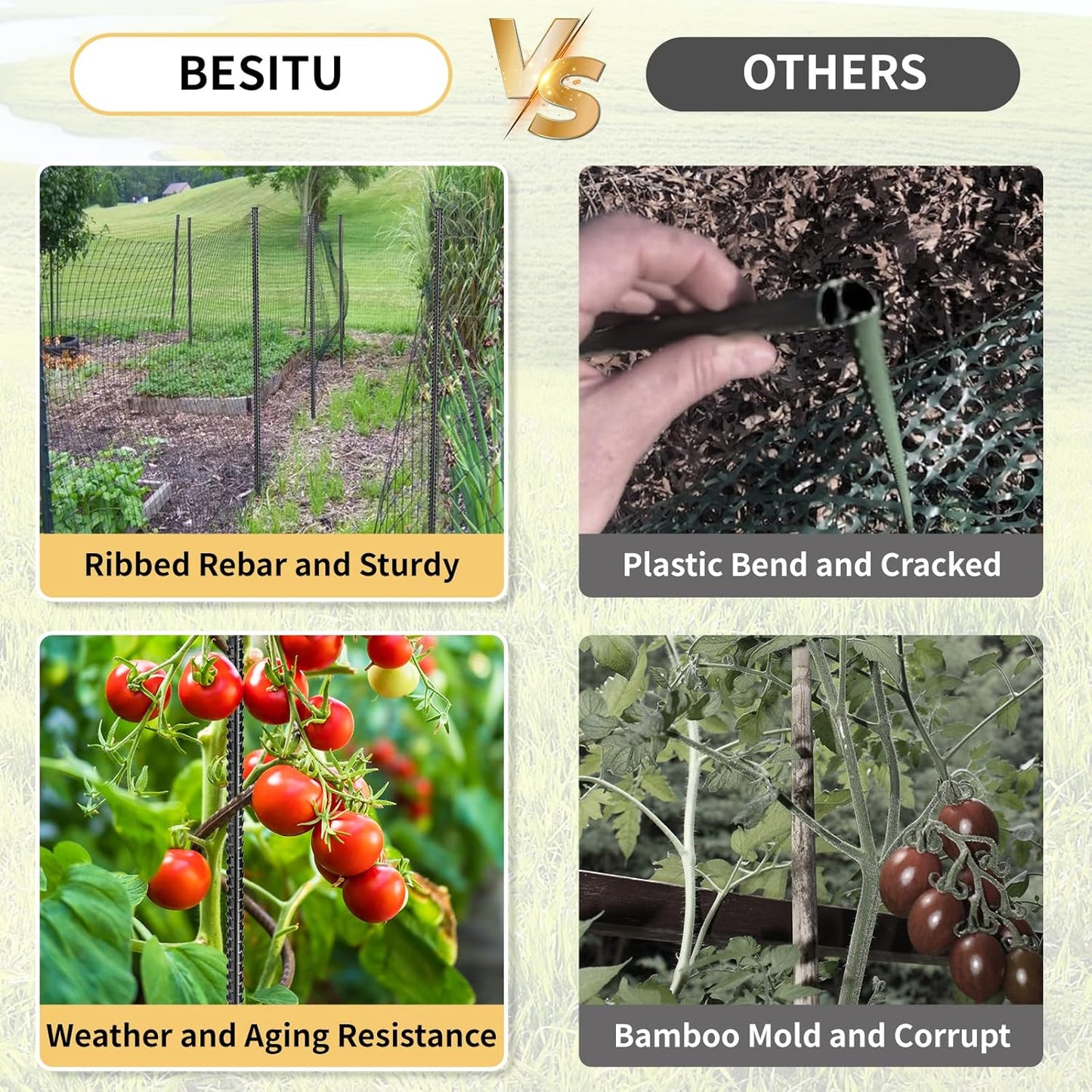 Rebar Stakes 36 inches 16-Pack Concrete Form Stakes Straight 3/8" Diameter Rebar Ground Metal Stakes for Landscaping, Securing Fence, Garden Plants Support, Survey Markers and Securing Trees