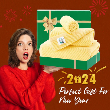 Yellow Towels for Bathroom - 100% Cotton | Quick Dry | Soft | Thick | Large, 3 Piece Towel Set, 1 Large Bath 30" x 56", 1 Hand 18" x 28", 1 Wash Cloth 13" x 13", Bathroom Essentials, Lemon Glow