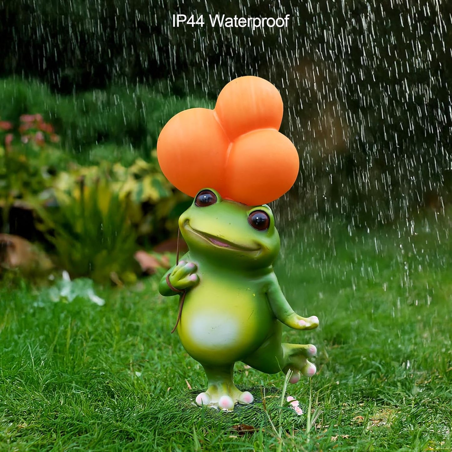 RM ROOMERS Frog Garden Statue with Solar Balloon Light, Outdoor Garden Decor, Resin Animals Waterproof Yard Decorations for Lawn, Patio Porch Spring Decor, Mother’s Day and Housewarming Gifts