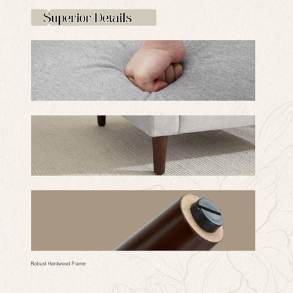 Mid-Century Accent Chair,Modern Linen Fabric Armchair for Living Room,Comfy Upholstered Reading Accent Chairs for Bedroom,Single Sofa Chair with Wood Legs (Light Grey, 2 Pack)