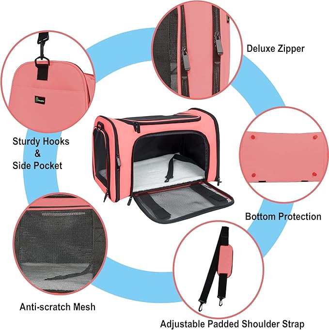 Soft Sided Carrier for Small Medium Cats Dogs,TSA Airline Approved Collapsible Travel Pet Carrier (Medium, Watermelon)