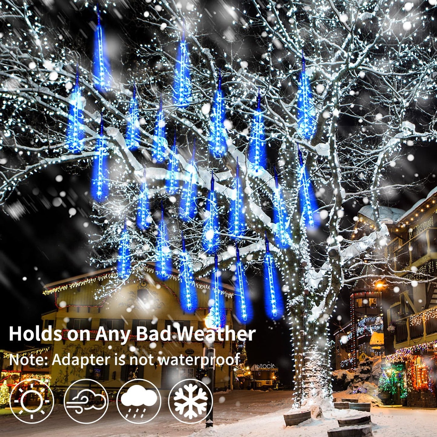 【2 Pack】 Christmas Lights Meteor Shower Rain Lights 20inch, Totally 20 Tube 720 LEDs Icicle Lights Outdoor Raindrop Lights for Xmas Halloween Wedding Party Tree Holiday Decoration,Blue