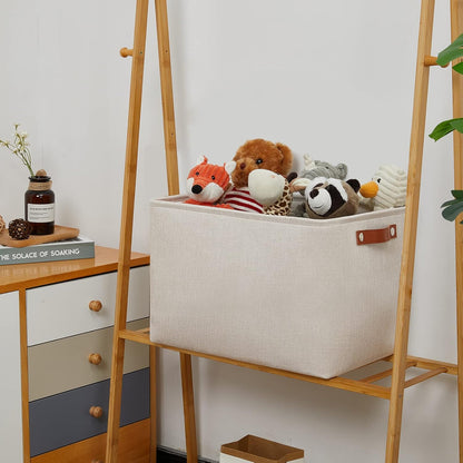 DULLEMELO Storage Baskets Large 16"x12"x12" Tall Rectangular Baskets Fabric Storage Bins for Organizing [1 Pack] Collapsible Linen Shelf Baskets for Clothes, Toys, Closet, Laundry (Beige)