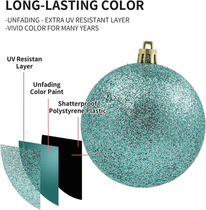 LANGXUN 36pcs Peacock Christmas Tree Decorations Balls, Bolas De Navidad, 2025 Christmas Decor, Indoor Outdoor Shatterproof Christmas Ornaments, Xmars Party Wedding Suppiles