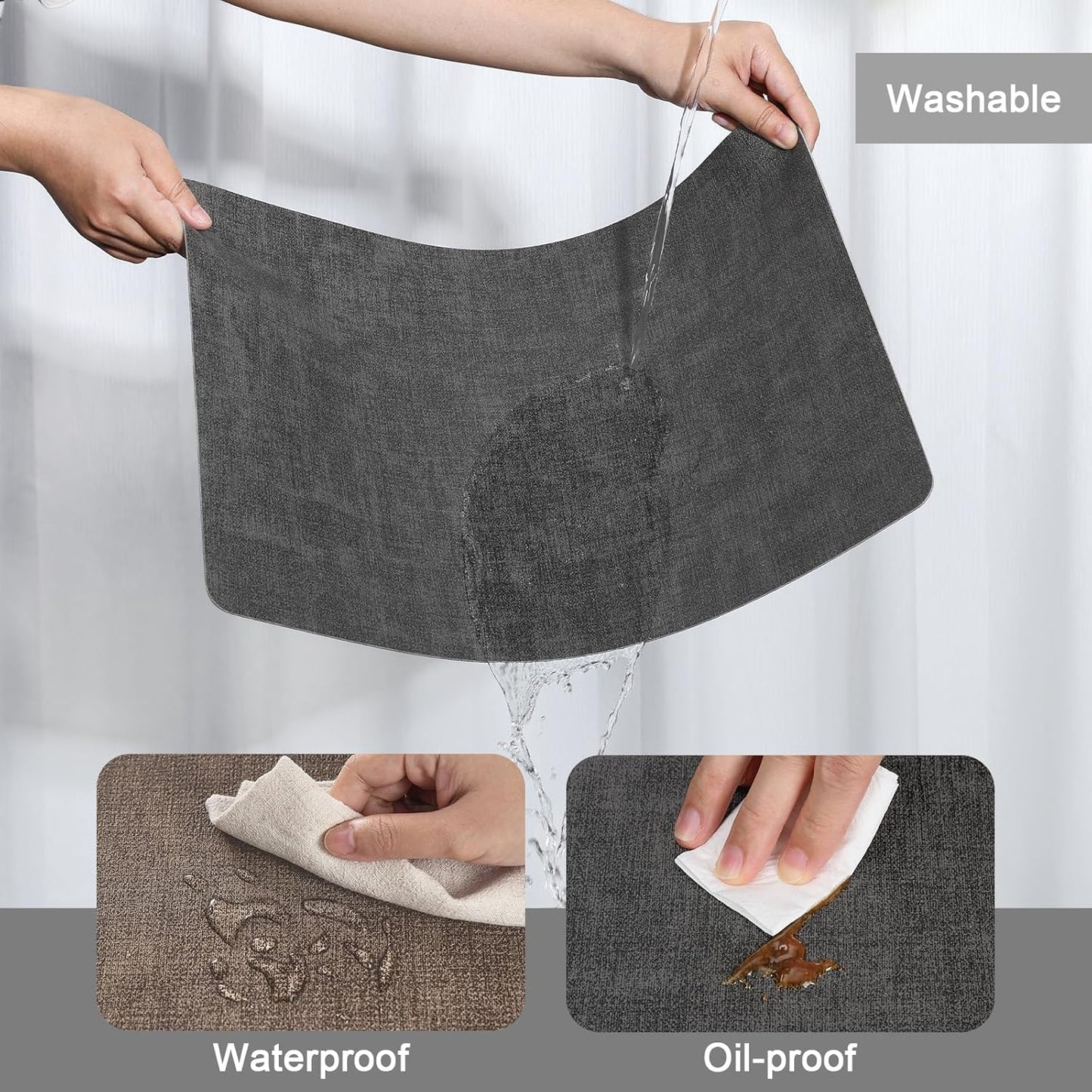 Myir JUN Placemats Dual Sided, Faux Leather Place Mats Set of 6 Indoor Placemat for Dining Table Outdoor Place Mat Square Non-Slip Washable Table Mats (Gray Brown, Set of 6)