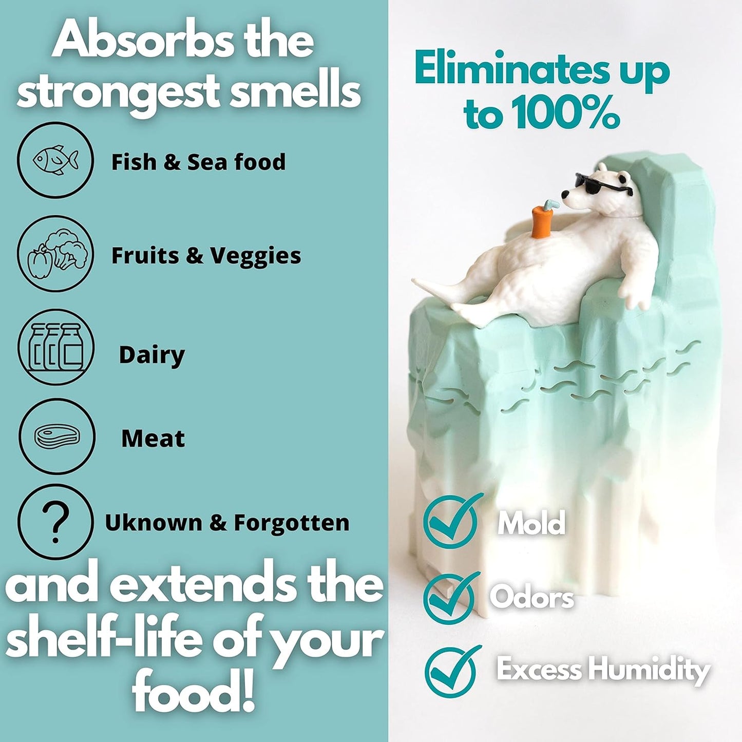 Joe Snow Fridge Baking Soda Deodorizer - Baking Soda Container | Baking Soda for Fridge and Freezer Odor Eliminator | Baking Soda Fridge Deodorizer