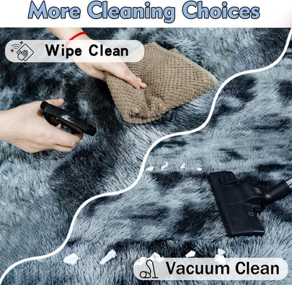 Rezutan Rugs for Living Room, Area Rug 6x9 Fluffy Rug Carpet, Soft Shaggy Modern Floor for Kids Boys Girls Bedroom, Plush Fuzzy Dorm Rug,Blue Gray