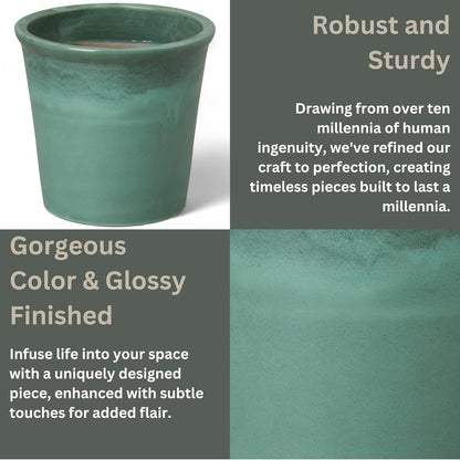 Emissary Round Stoneware Planter (Parent SKU 12012) (Green, 13" D x 12" H)