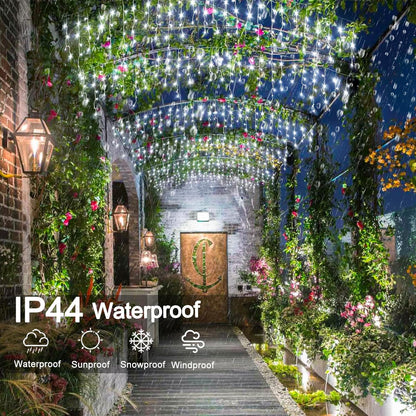 White Christmas Lights Outdoor - 33ft 400 LED Icicle Lights for Outside House, Twinkle Outside Lights Plug in 8 Modes Timer Waterproof for Patio Window Holiday Wedding Party Pathway Indoor Decorations