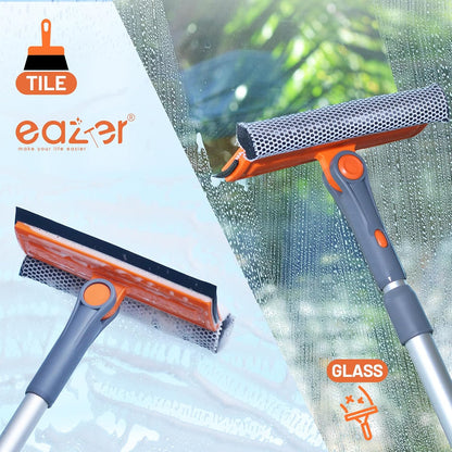 eazer Professional Window Squeegee, 2-in-1 Rotatable Squeegee for Window Cleaning Kit, Window Cleaner Tool, Window Washing Equipment Kit with Extension Pole (20''-30'') for Shower/Windshield
