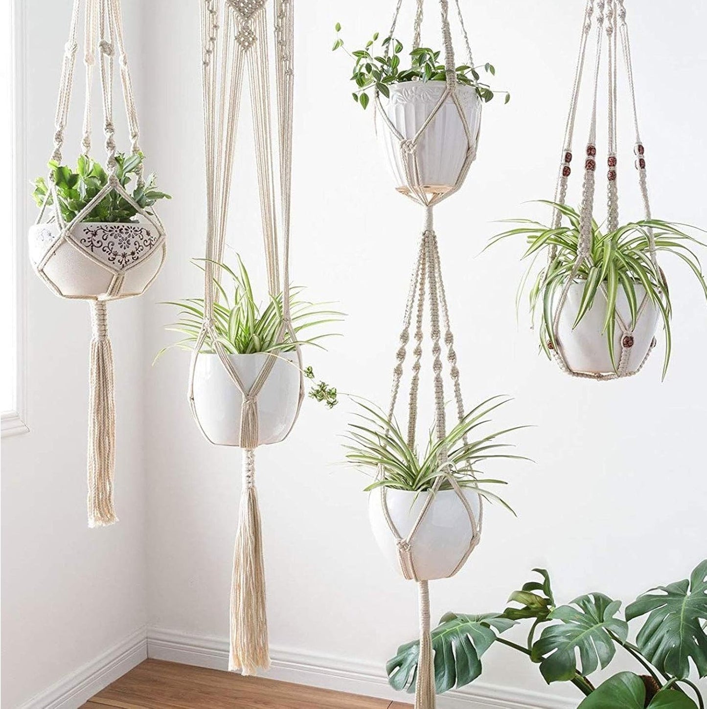 ZOENHOU 164 ft 1/4 in Natural Cotton Rope - White Solid Clothesline Rope for Laundry Line, DIY Crafts, Art Projects, Garden Decor