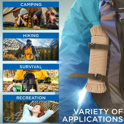 TECEUM Cotton Rope 3/16” (5 mm) – 50 FT – Strong All-Purpose Braided Rope – Natural Cotton – for Crafting, Сamping, Clothes Line, DIY, Indoor & Outdoor Use – Beige