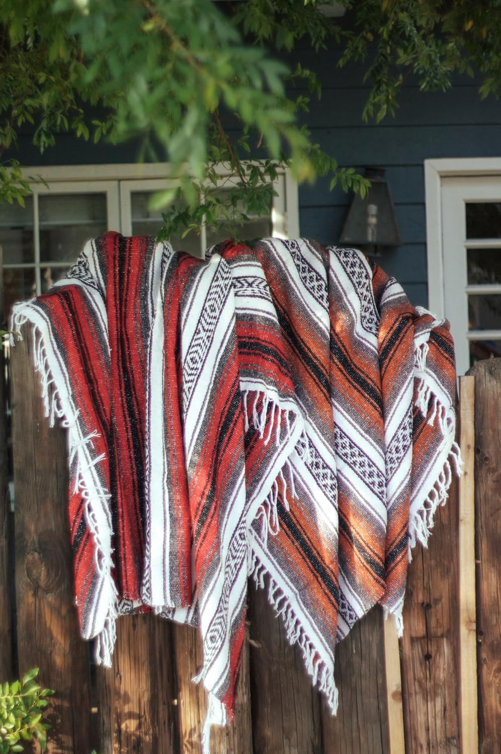 Del Mex Classic Mexican Blanket, Large Authentic Woven Falsa Throw (70"x50"), Artisan Southwest Décor for Beach, Yoga, Outdoors (Terracotta)