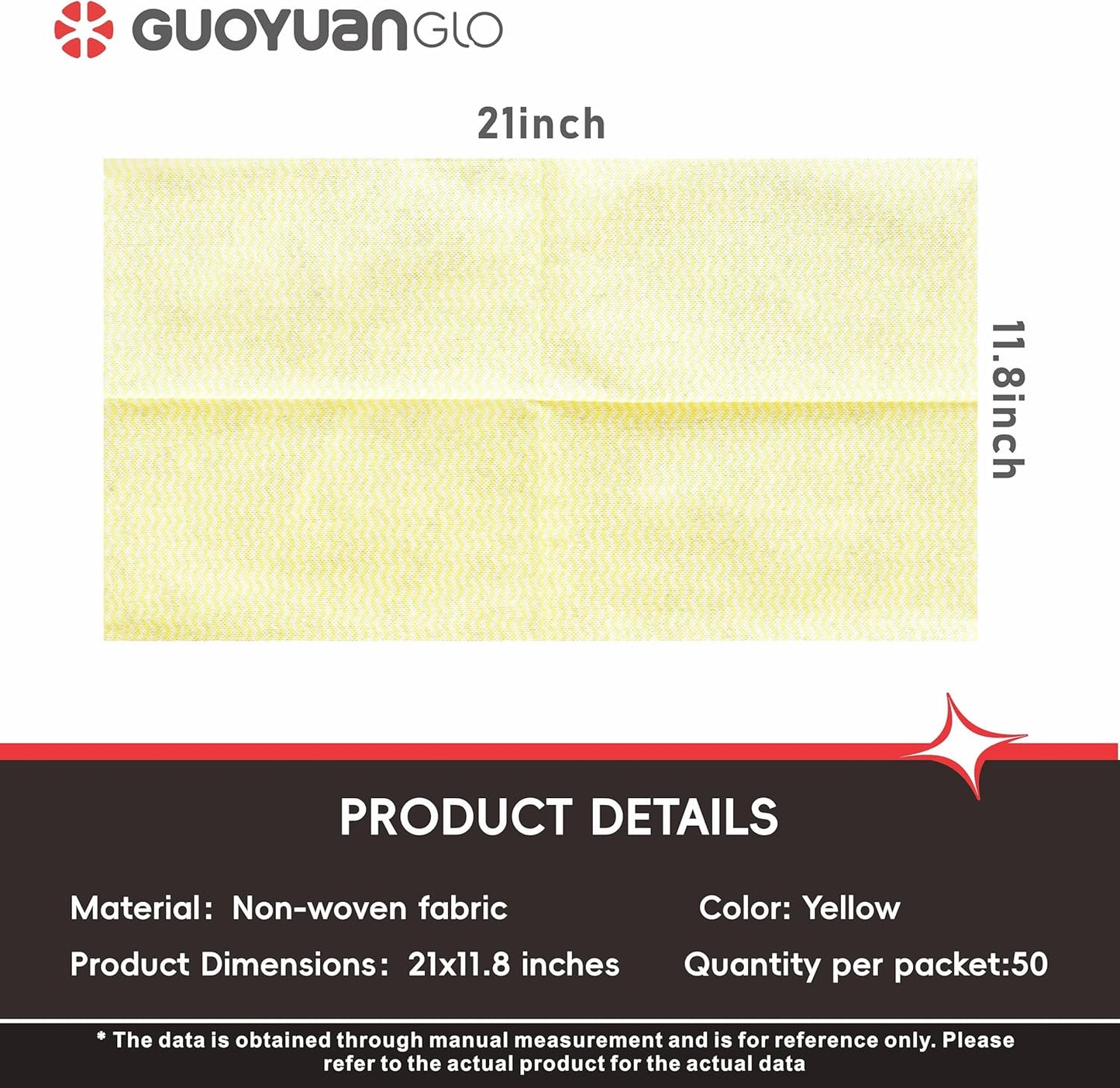 Disposable Dish Cloths Disposable Cleaning Towels Heavy Duty Reusable Cleaning Cloths Dish Rags for Kitchen,11.8 x 21 inches - 50 Counts/Pack,Yellow