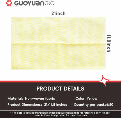 Disposable Dish Cloths Disposable Cleaning Towels Heavy Duty Reusable Cleaning Cloths Dish Rags for Kitchen,11.8 x 21 inches - 50 Counts/Pack,Yellow