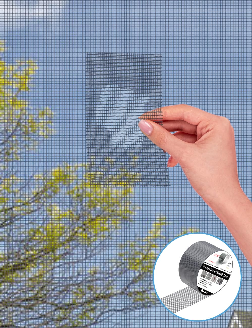 wohohoho Window Screen Repair Tape, 2 in X 20 FT (240IN) Grey Screen Patch Repair Kit, 3-Layer Strong Adhesive Invisible Screen Tape Mesh Repair for Windows, Doors Garage Mosquito Net Magnetic Screen
