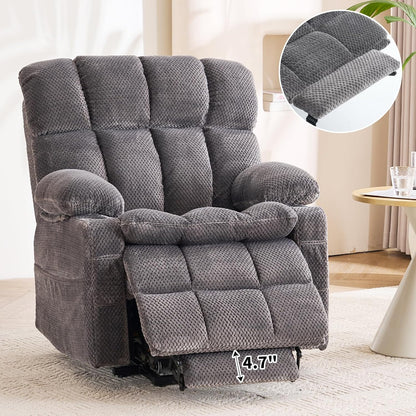 Dual Motor Power Lift Recliner Chair for Elderly,Electric Lift Chair with Adjustable Headrest, Heat and Massage,Lay Flat Recliner with Cup Holders,USB Ports,Type C,Zero Gravity, Grey