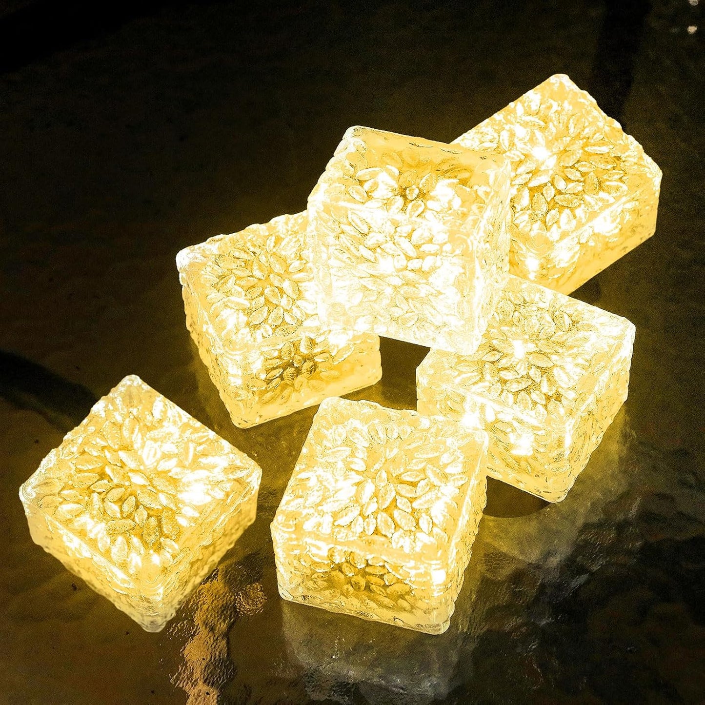 Solar Brick Lights Outdoor Solar Lights Outdoor Waterproof Patio Brick Lights Garden Decor for Outside 6 Packs for Patio,Yard,Walkway,Pathway Decor