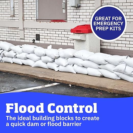 DURASACK Heavy Duty Sand Bags with Tie Strings Empty Woven Polypropylene Sandbags for Flood Control with 1600 Hours of UV Protection, 50 lbs Capacity, 14x26 inches, White, 12000 Count
