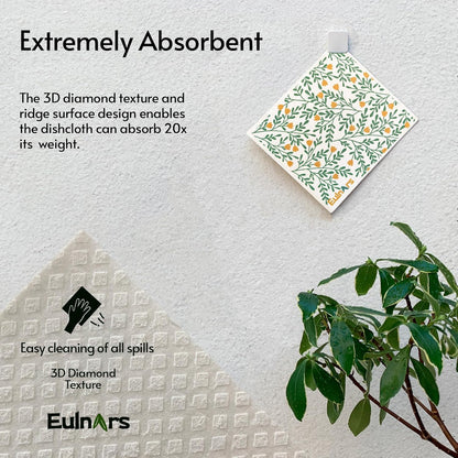 Swedish Dishcloths for Kitchen, 8 Pack Green Reusable Paper Towels with Clips, Non-Scratch Swedish Kitchen Towels, Super Absorbent Cellulose Sponge Cloths, Dishwasher Safe, No Odor