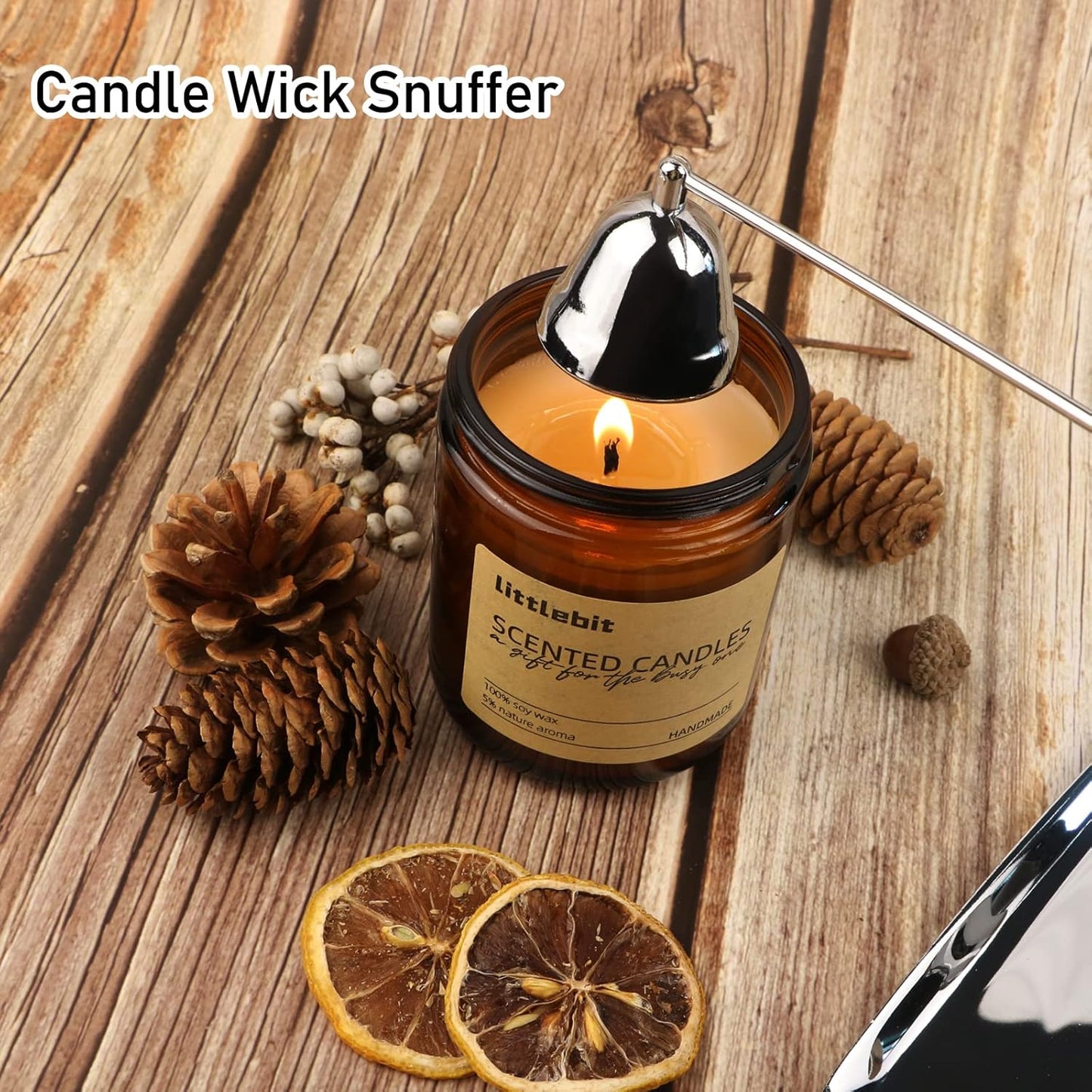 4IN1 Candle Accessory Set, Rechargeable LighterCandle Wick Trimmer Cutter, Candle Snuffer & Candle Wick Dipper for Candle Aromatherapy Lover Gift, Stainless Steel Candle Care Kit (Silver)