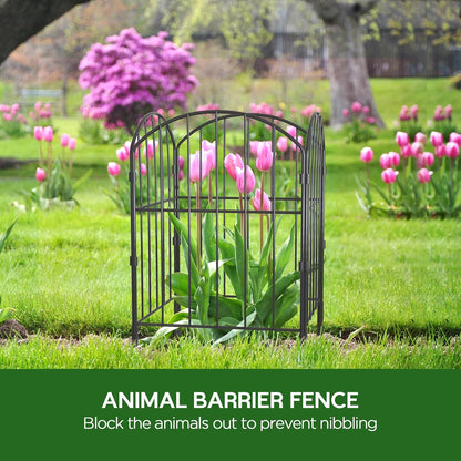 Goovilla Garden Fence, Total 27ft(L) x 24in(H) Garden Fencing Animal Barrier, 25 Pcs Rustproof Metal Fence Panels, Black No Dig Fence, Decorative Garden Fences and Borders for Dogs, Flower Bed, Patio