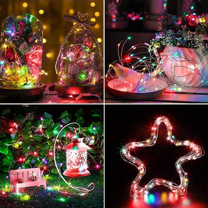 4-Pack Multicolor Christmas Fairy Lights Battery Operated with Timer, Waterproof 16FT 50 LED String Lights Outdoor Indoor, Twinkle Lights for Bedroom Wedding Party Christmas Decoration (Multicolor)
