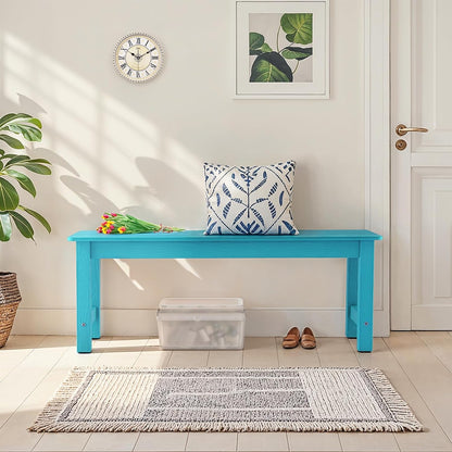 Outdoor Bench, 2-Person Poly Lumber Garden Bench, All-Weather Patio Bench Will not Rot and Fade for Garden, Porch, Backyard and Park, Easy Installation, Blue